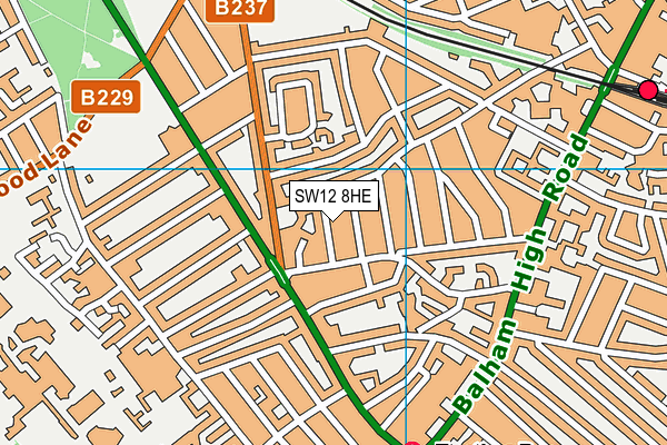 SW12 8HE map - OS VectorMap District (Ordnance Survey)