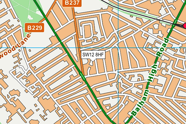 SW12 8HF map - OS VectorMap District (Ordnance Survey)