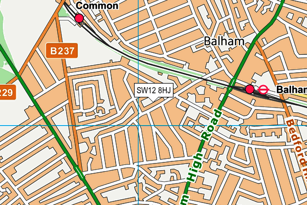 SW12 8HJ map - OS VectorMap District (Ordnance Survey)