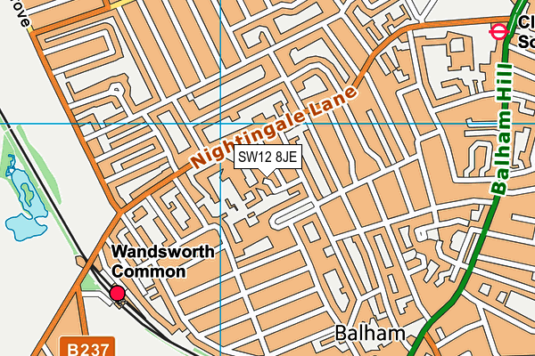 SW12 8JE map - OS VectorMap District (Ordnance Survey)
