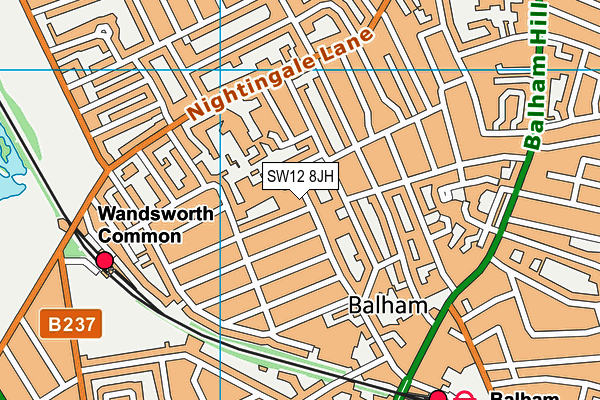 SW12 8JH map - OS VectorMap District (Ordnance Survey)