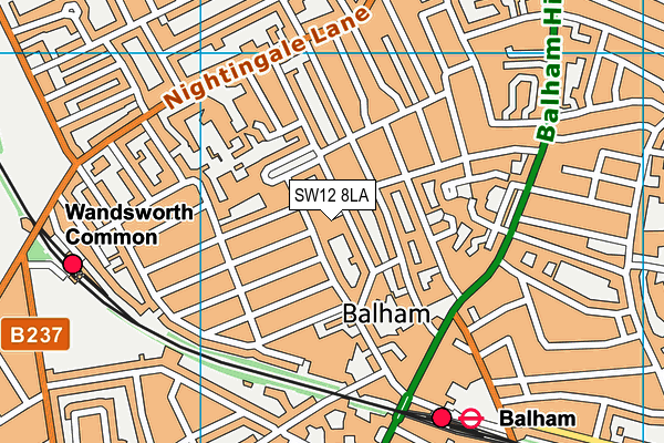 SW12 8LA map - OS VectorMap District (Ordnance Survey)