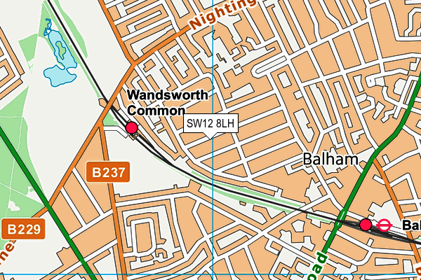 SW12 8LH map - OS VectorMap District (Ordnance Survey)