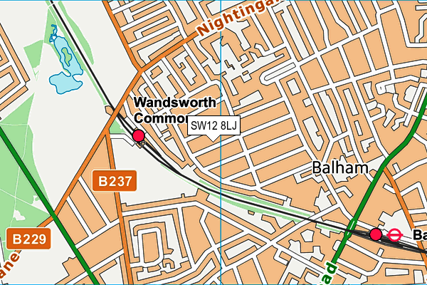 SW12 8LJ map - OS VectorMap District (Ordnance Survey)