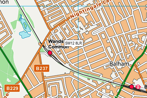 SW12 8LR map - OS VectorMap District (Ordnance Survey)