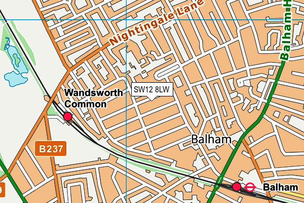 SW12 8LW map - OS VectorMap District (Ordnance Survey)