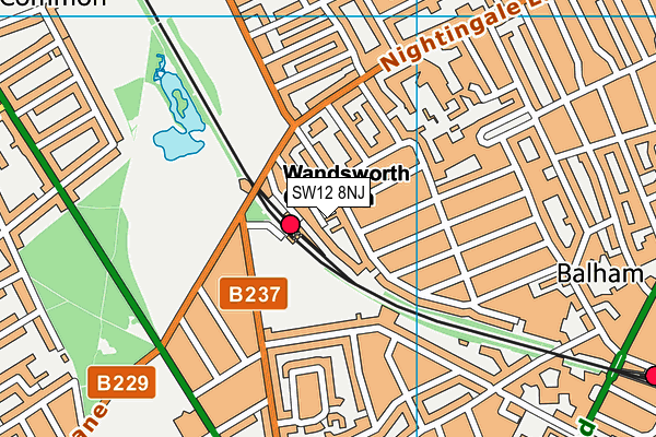 SW12 8NJ map - OS VectorMap District (Ordnance Survey)