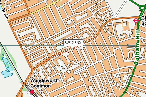 SW12 8NX map - OS VectorMap District (Ordnance Survey)