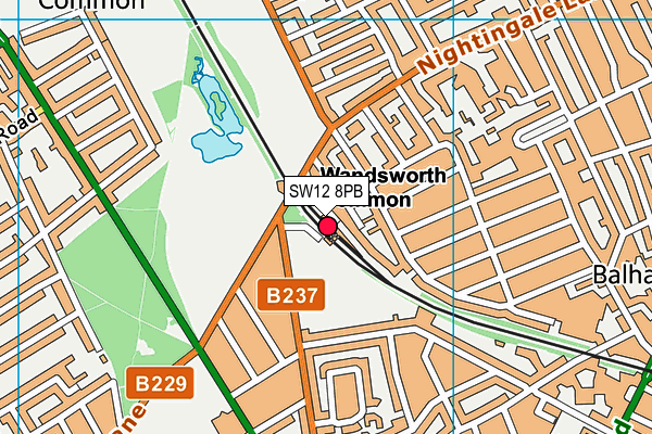 SW12 8PB map - OS VectorMap District (Ordnance Survey)