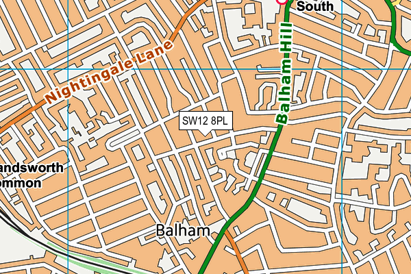 SW12 8PL map - OS VectorMap District (Ordnance Survey)