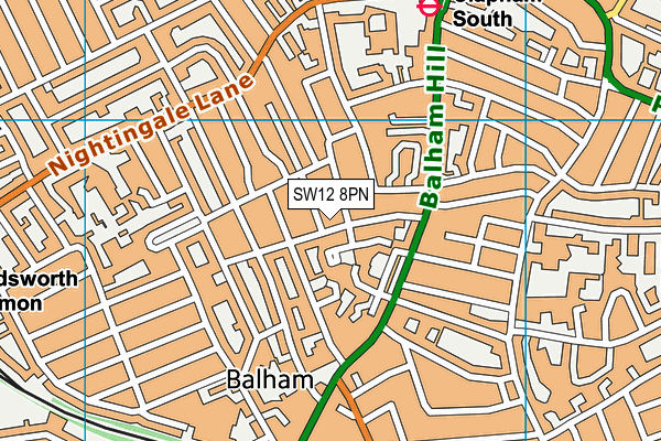 SW12 8PN map - OS VectorMap District (Ordnance Survey)