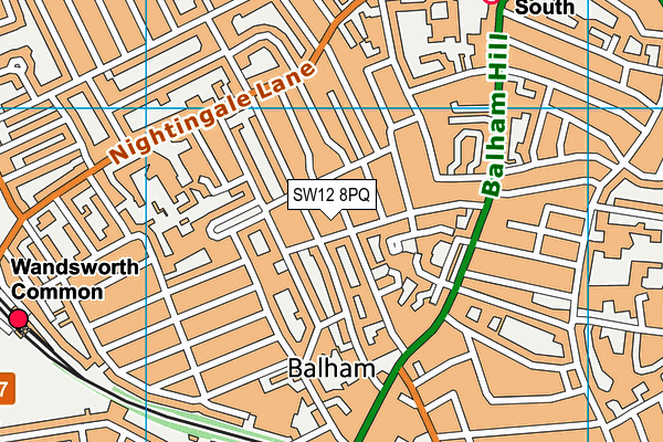 SW12 8PQ map - OS VectorMap District (Ordnance Survey)