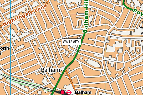 SW12 8PY map - OS VectorMap District (Ordnance Survey)