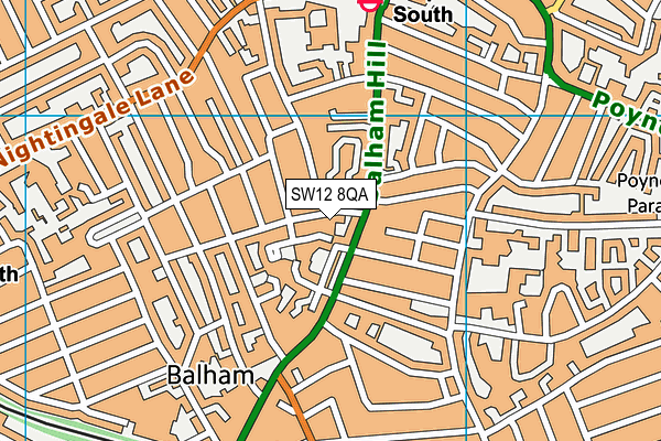 SW12 8QA map - OS VectorMap District (Ordnance Survey)