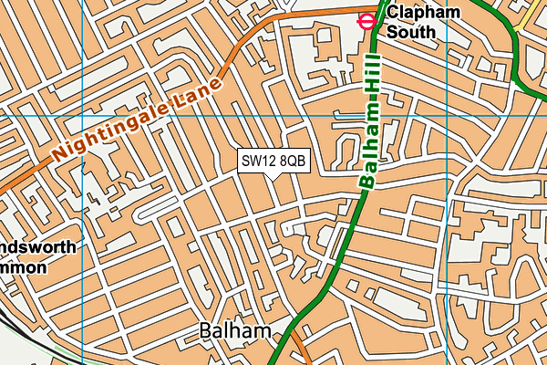 SW12 8QB map - OS VectorMap District (Ordnance Survey)