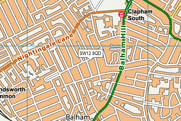 SW12 8QD map - OS VectorMap District (Ordnance Survey)