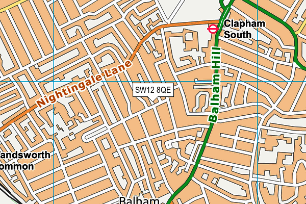 SW12 8QE map - OS VectorMap District (Ordnance Survey)