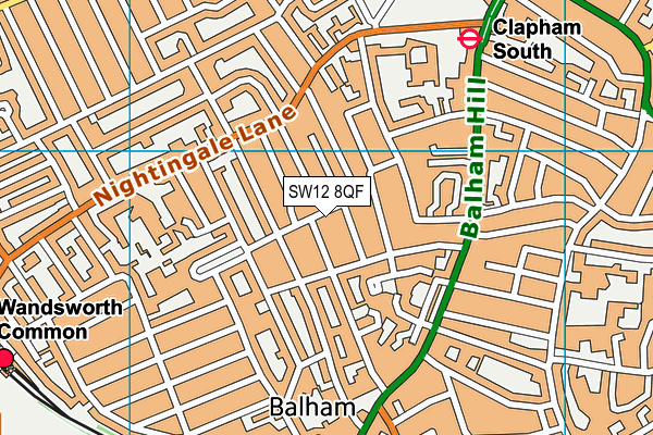 SW12 8QF map - OS VectorMap District (Ordnance Survey)