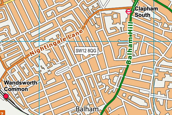 SW12 8QG map - OS VectorMap District (Ordnance Survey)