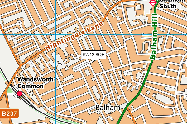 SW12 8QH map - OS VectorMap District (Ordnance Survey)