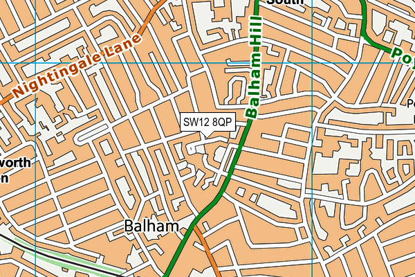 SW12 8QP map - OS VectorMap District (Ordnance Survey)