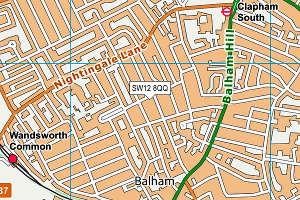 SW12 8QQ map - OS VectorMap District (Ordnance Survey)