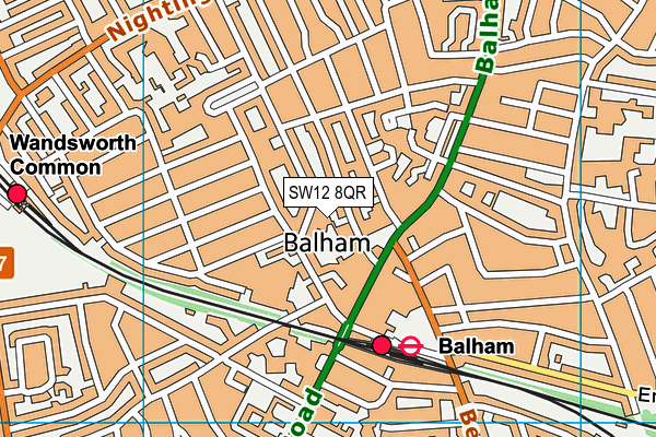 SW12 8QR map - OS VectorMap District (Ordnance Survey)