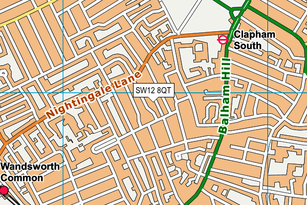 SW12 8QT map - OS VectorMap District (Ordnance Survey)