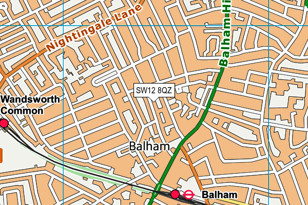 SW12 8QZ map - OS VectorMap District (Ordnance Survey)