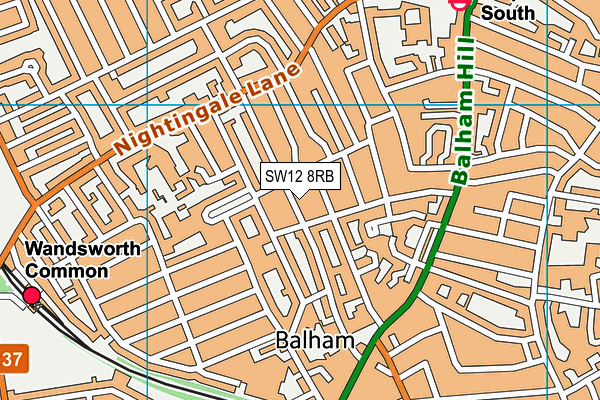 SW12 8RB map - OS VectorMap District (Ordnance Survey)