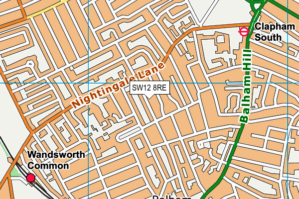 SW12 8RE map - OS VectorMap District (Ordnance Survey)