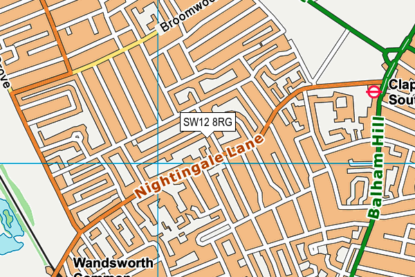 SW12 8RG map - OS VectorMap District (Ordnance Survey)