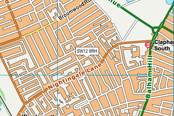 SW12 8RH map - OS VectorMap District (Ordnance Survey)