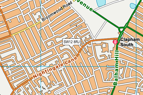 SW12 8RJ map - OS VectorMap District (Ordnance Survey)