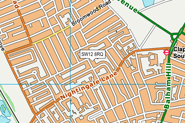 SW12 8RQ map - OS VectorMap District (Ordnance Survey)