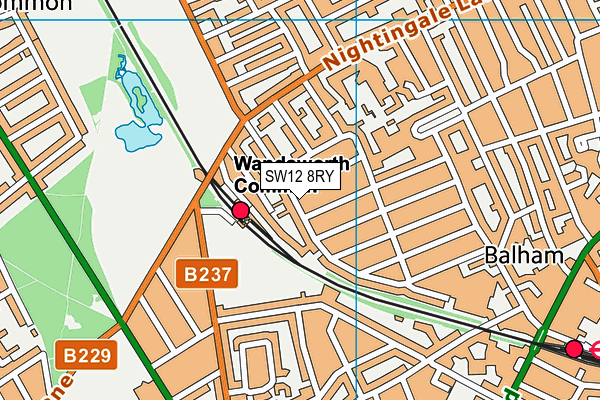 SW12 8RY map - OS VectorMap District (Ordnance Survey)