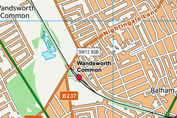 SW12 8SB map - OS VectorMap District (Ordnance Survey)