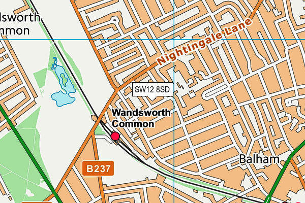SW12 8SD map - OS VectorMap District (Ordnance Survey)