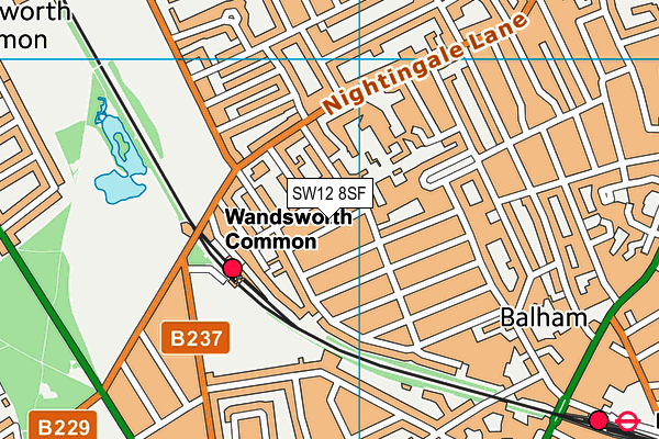 SW12 8SF map - OS VectorMap District (Ordnance Survey)