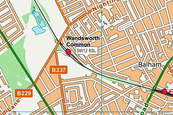 SW12 8SL map - OS VectorMap District (Ordnance Survey)