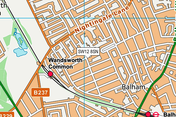SW12 8SN map - OS VectorMap District (Ordnance Survey)