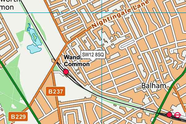 SW12 8SQ map - OS VectorMap District (Ordnance Survey)