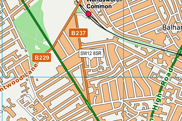 SW12 8SR map - OS VectorMap District (Ordnance Survey)