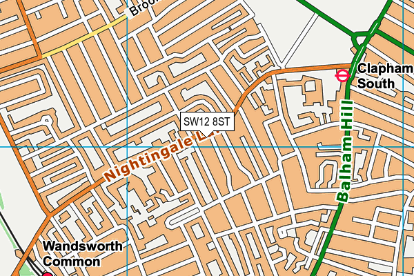 SW12 8ST map - OS VectorMap District (Ordnance Survey)