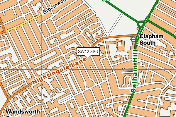 SW12 8SU map - OS VectorMap District (Ordnance Survey)