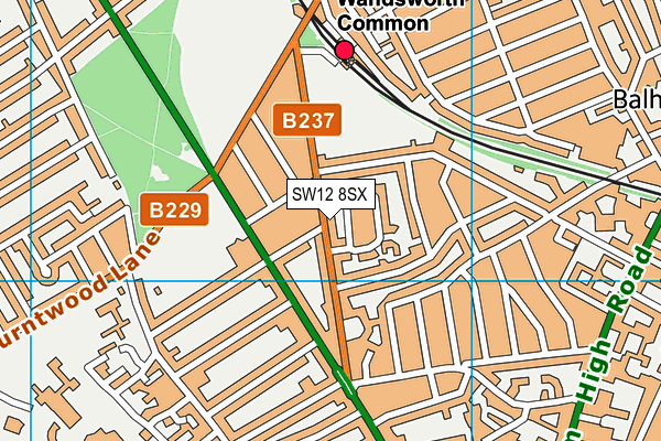 SW12 8SX map - OS VectorMap District (Ordnance Survey)