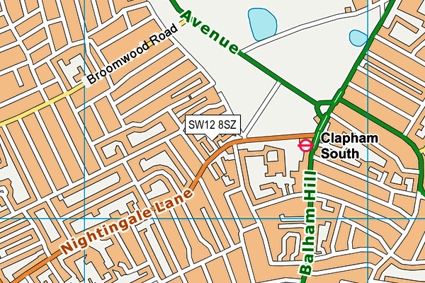 SW12 8SZ map - OS VectorMap District (Ordnance Survey)