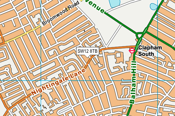 SW12 8TB map - OS VectorMap District (Ordnance Survey)