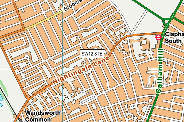 SW12 8TE map - OS VectorMap District (Ordnance Survey)