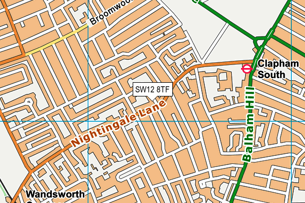 SW12 8TF map - OS VectorMap District (Ordnance Survey)